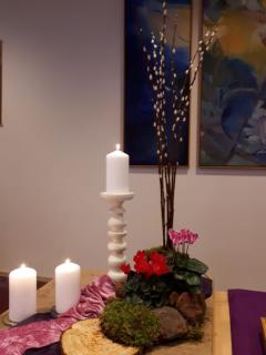 LIturgische bloemschikking 1e advent